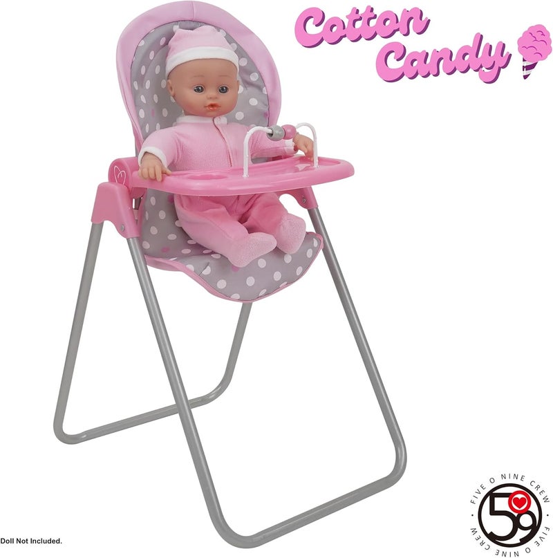 509 Crew: Cotton Candy Pink: Foodie Doll Highchair - Pink, Grey, Polka Dot - for Dolls Up to 21", Sturdy, Kids Pretend Play, Ages 3+ - Image 5